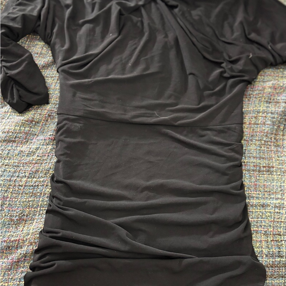 Jennifer Lopez Black Dress bodycon ruched spandex flattering little black dress